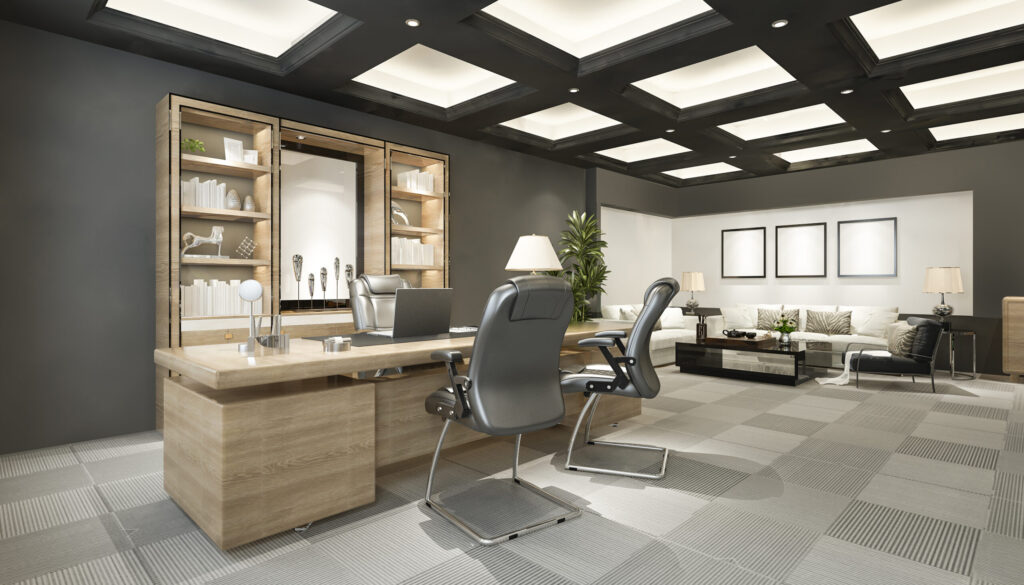 3d rendering luxury business meeting and working room in executive office