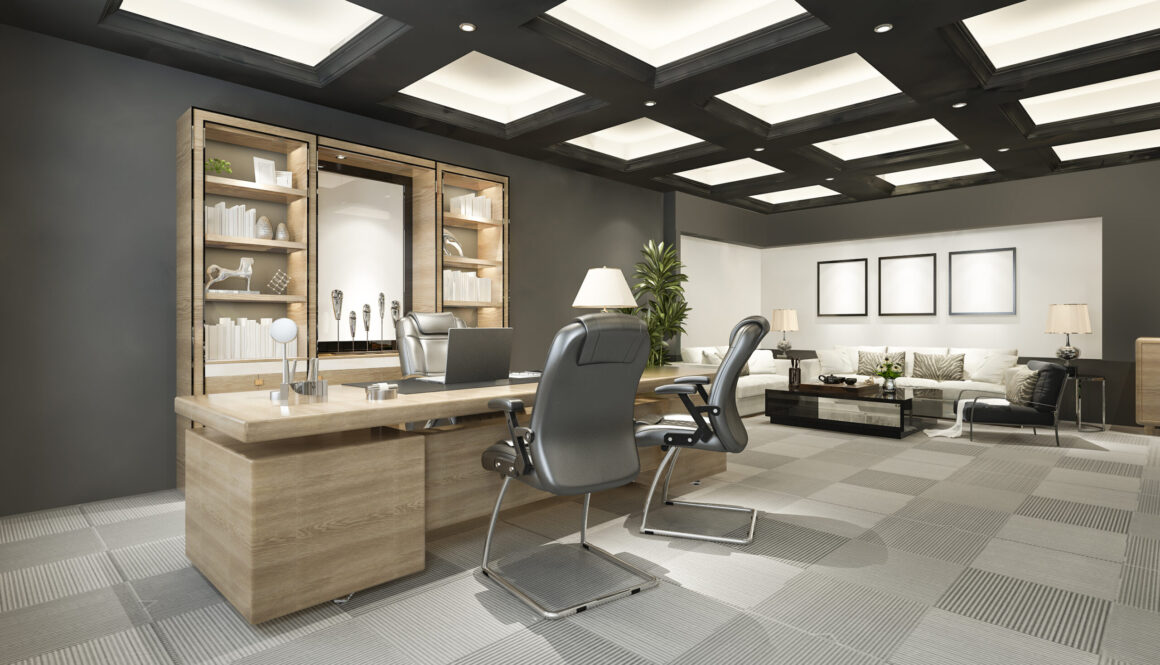 3d rendering luxury business meeting and working room in executive office