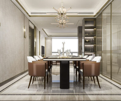 3d rendering dining set in modern luxury dining room